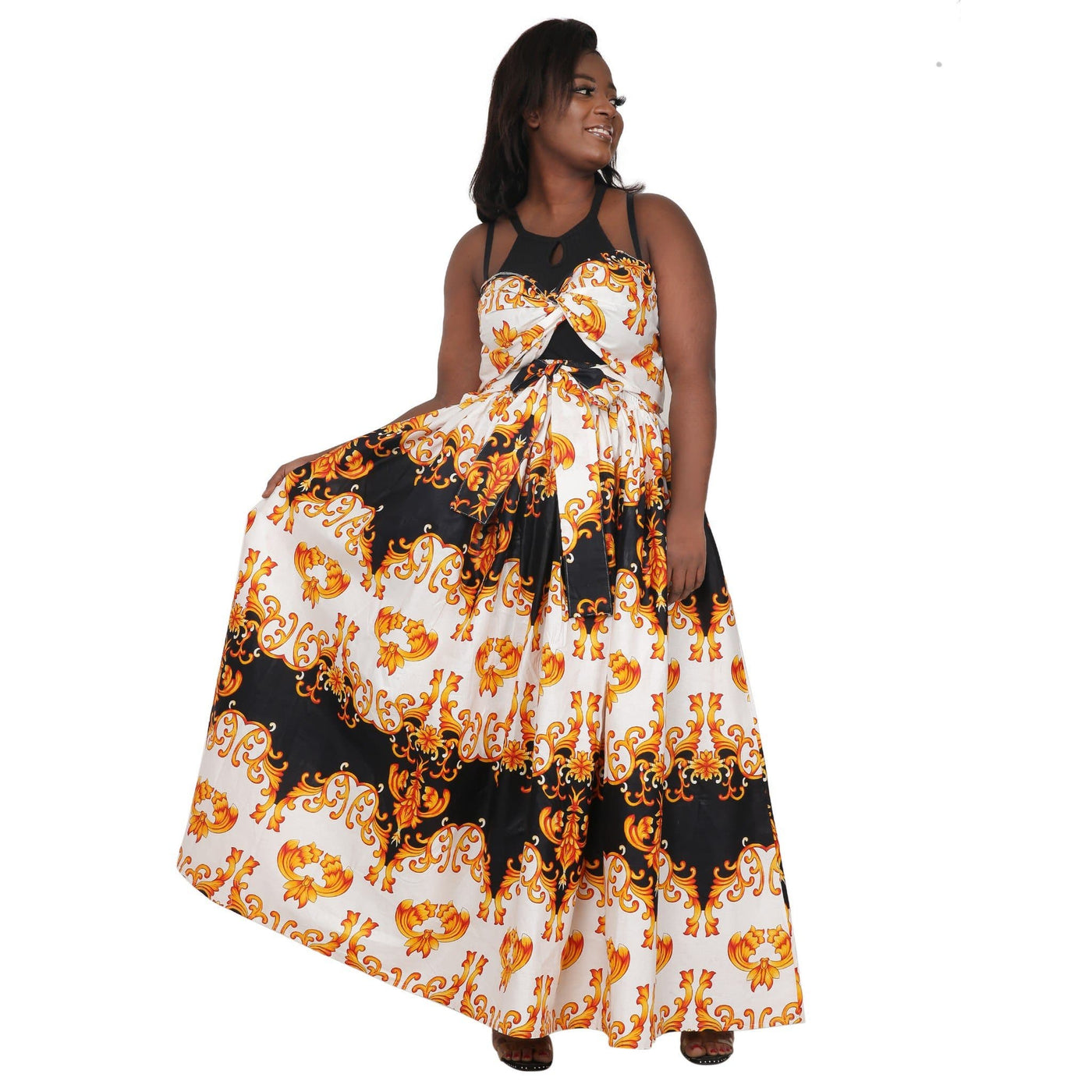 Medusa African Print Long Maxi Skirt Elastic Waist 16317-93 - Advance Apparels Inc