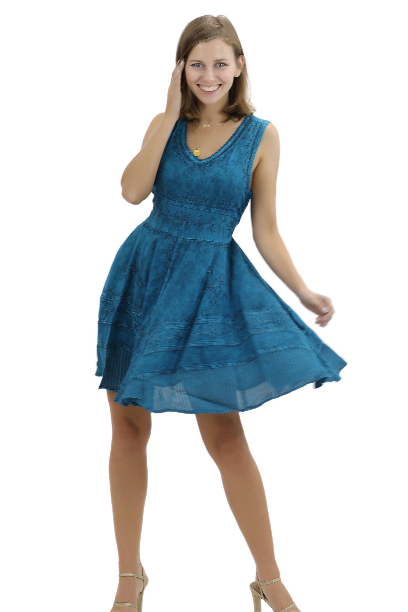 Mid-Length Acid Wash Dress 161111 - Advance Apparels Inc