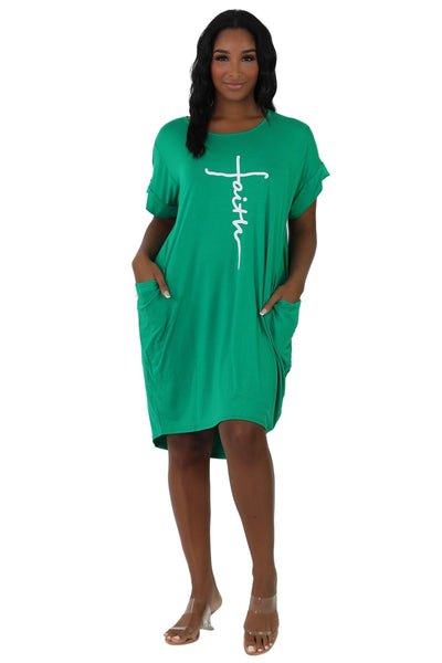 Mid-Length "Faith" Knitted Short Sleeve Dress 5555  - Advance Apparels Inc