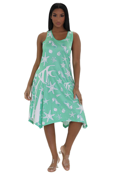 Nautical Print Beach Dress 21223  - Advance Apparels Inc