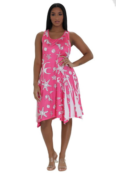 Nautical Print Beach Dress 21223  - Advance Apparels Inc