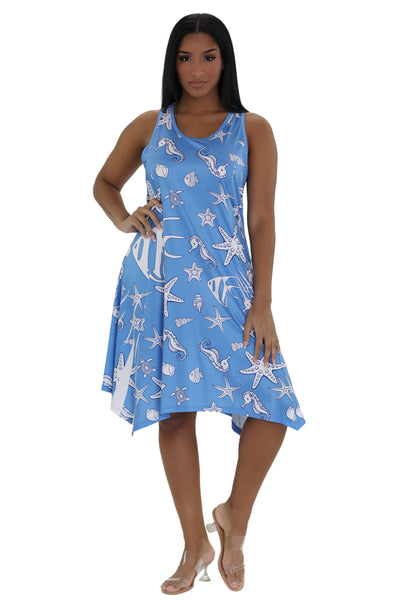 Nautical Print Beach Dress 21223  - Advance Apparels Inc