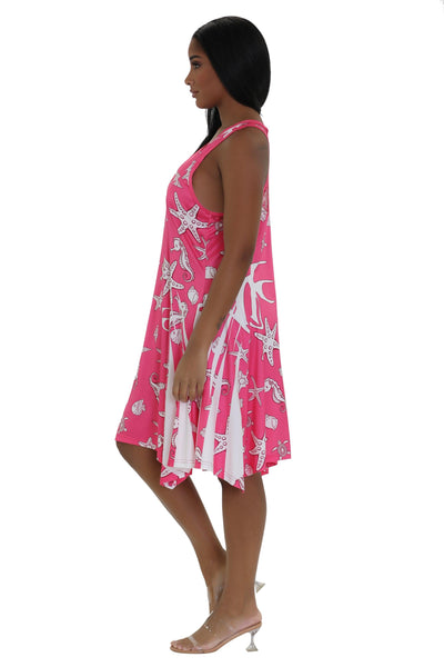 Nautical Print Beach Dress 21223  - Advance Apparels Inc