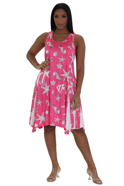 Nautical Print Beach Dress 21223  - Advance Apparels Inc