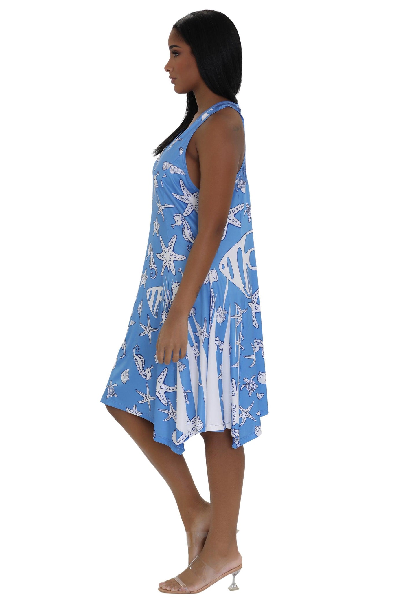 Nautical Print Beach Dress 21223  - Advance Apparels Inc