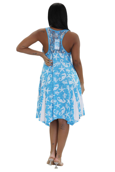 Nautical Print Beach Dress 21232  - Advance Apparels Inc