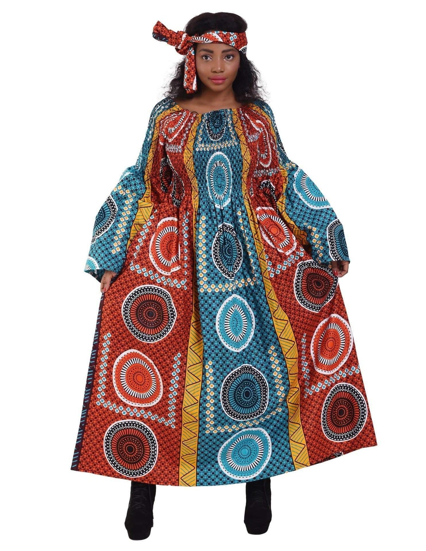 Off Shoulder African Print Maxi Dress 2190  - Advance Apparels Inc