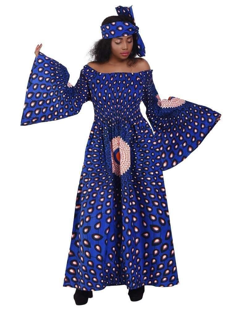 Off Shoulder African Print Maxi Dress 2190  - Advance Apparels Inc