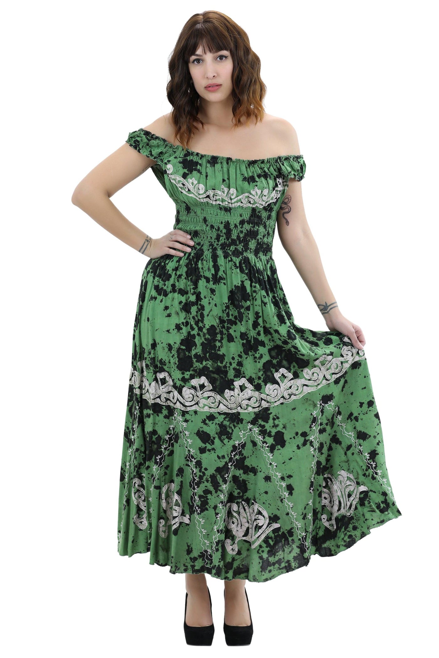 Off Shoulder Batik Print Dress 1429  - Advance Apparels Inc