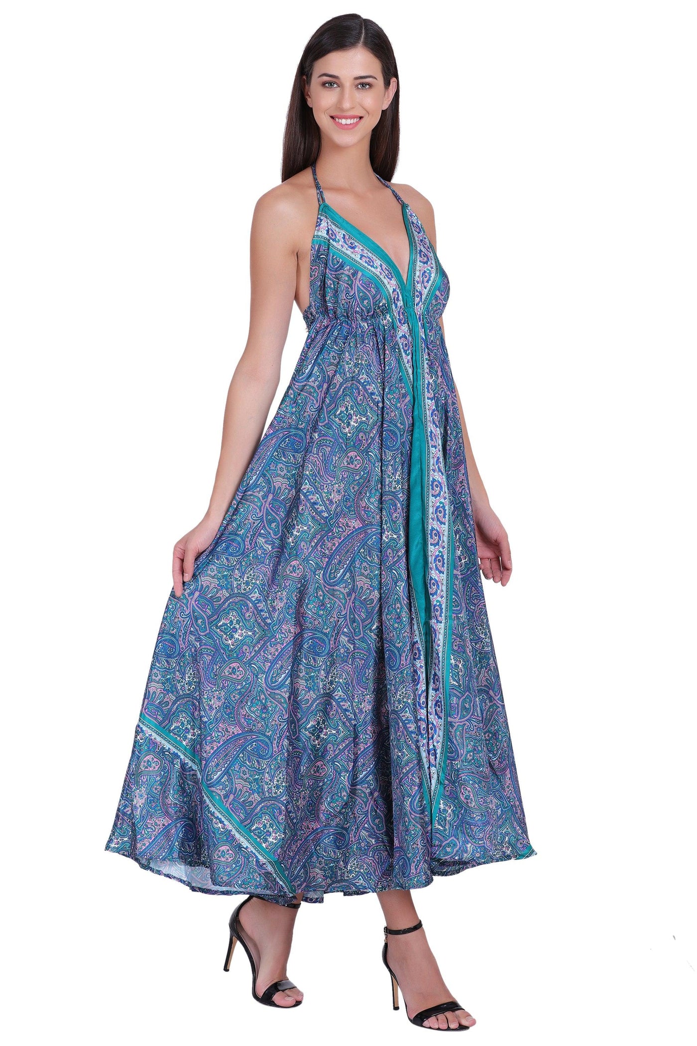 Paisley Printed Silk Dress AB23001  - Advance Apparels Inc