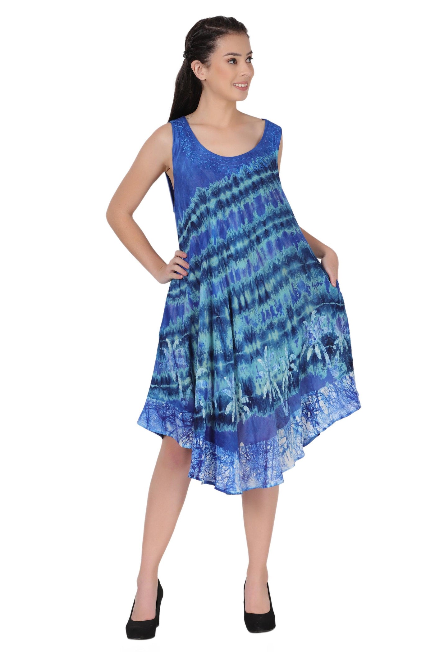 Palm Tree Block Print Dress 422211R  - Advance Apparels Inc