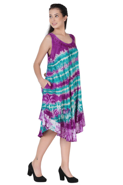 Palm Tree Block Print Dress 422211R  - Advance Apparels Inc
