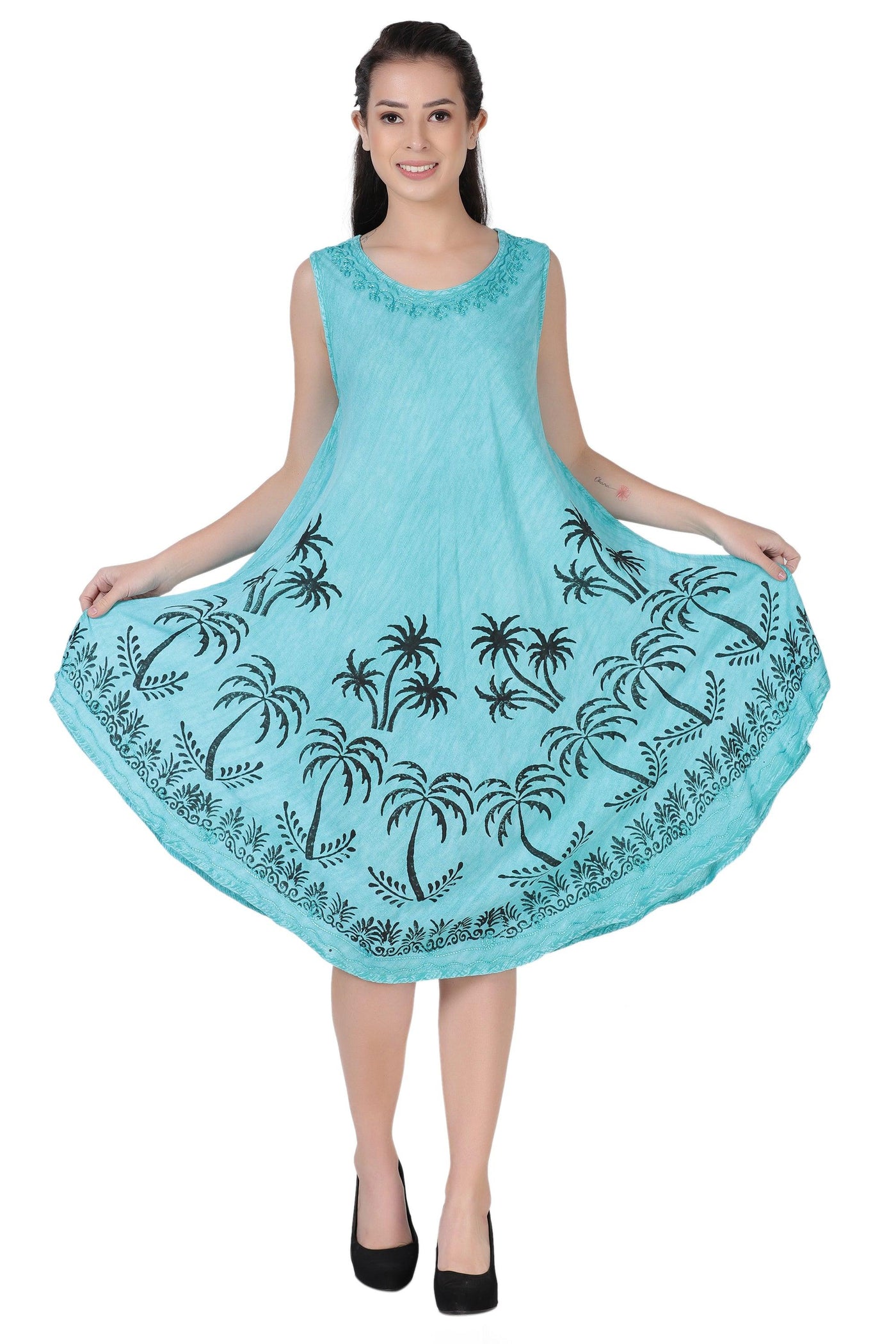 Palm Tree Block Print Dress 482157  - Advance Apparels Inc