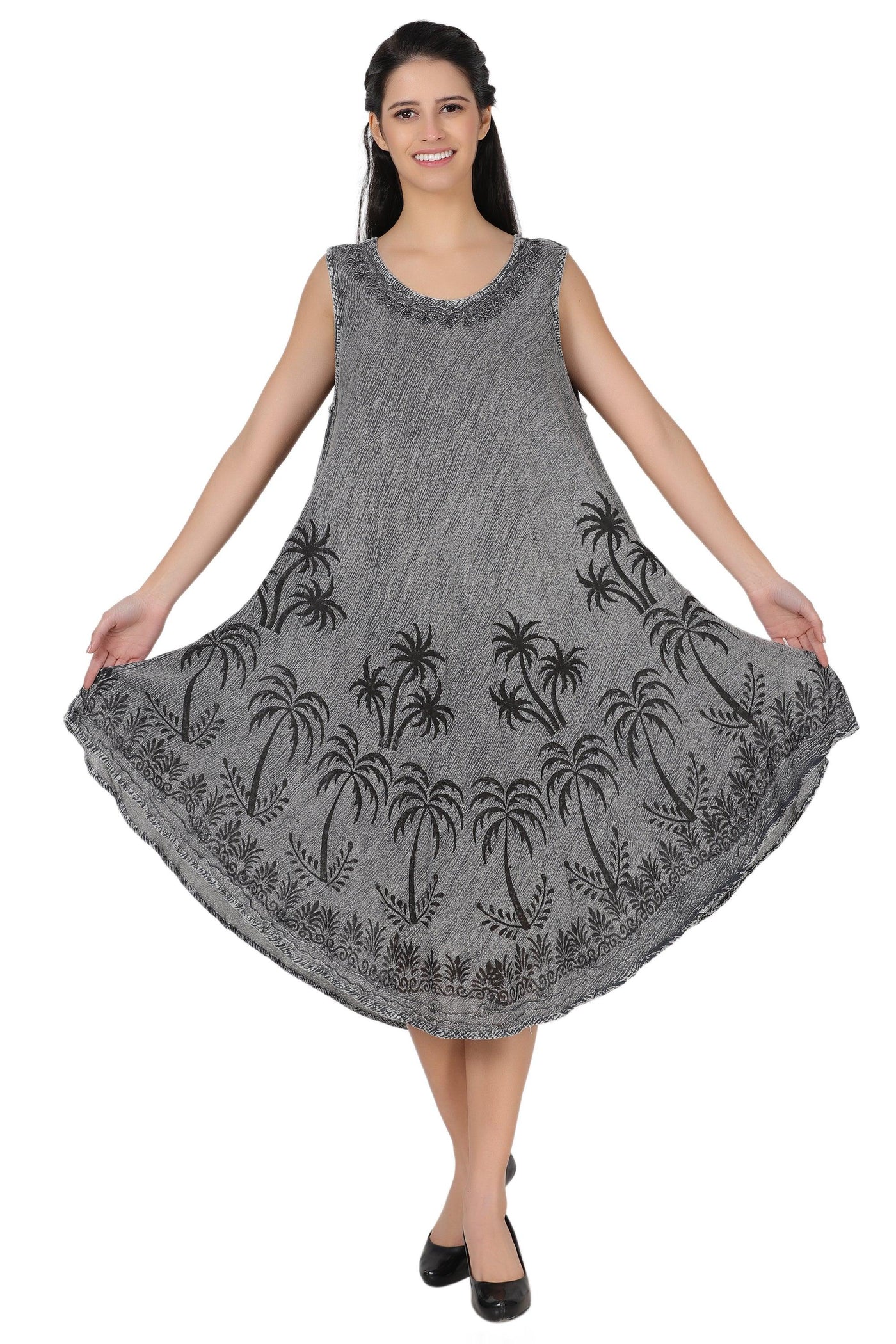 Palm Tree Block Print Dress 482157  - Advance Apparels Inc
