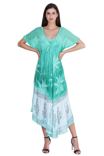 Palm Tree Block Print Tie Dye Dress 18603  - Advance Apparels Inc
