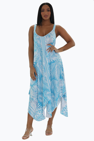 Palm Tree Print Beach Dress 21240 (Adjustable Straps)  - Advance Apparels Inc
