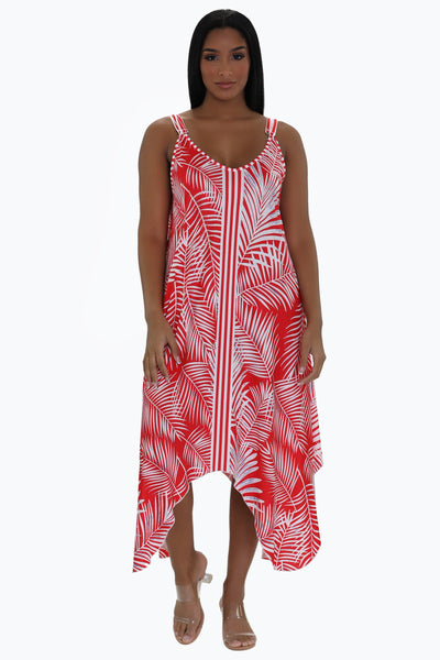 Palm Tree Print Beach Dress 21240 (Adjustable Straps)  - Advance Apparels Inc