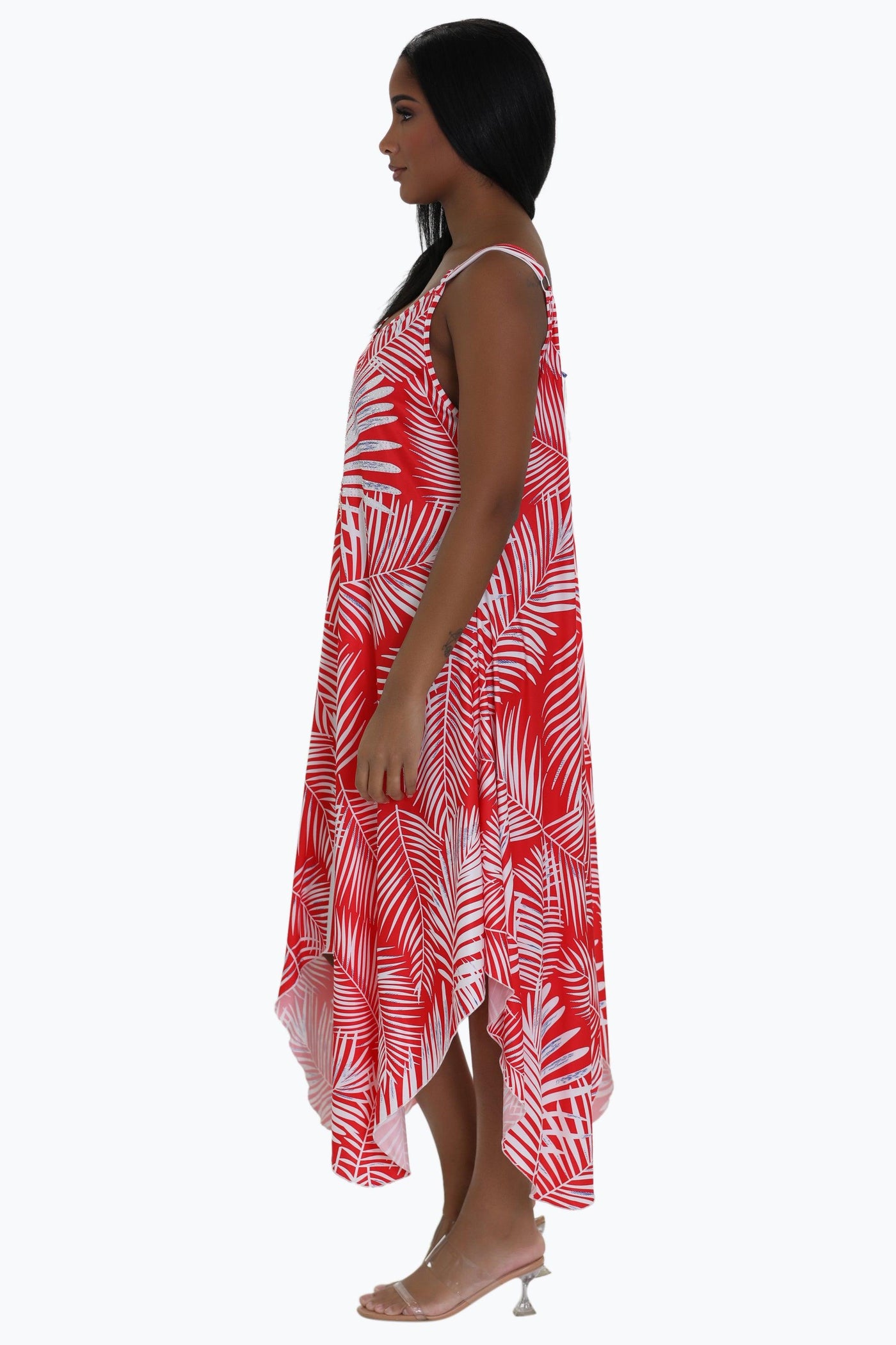 Palm Tree Print Beach Dress 21240 (Adjustable Straps)  - Advance Apparels Inc