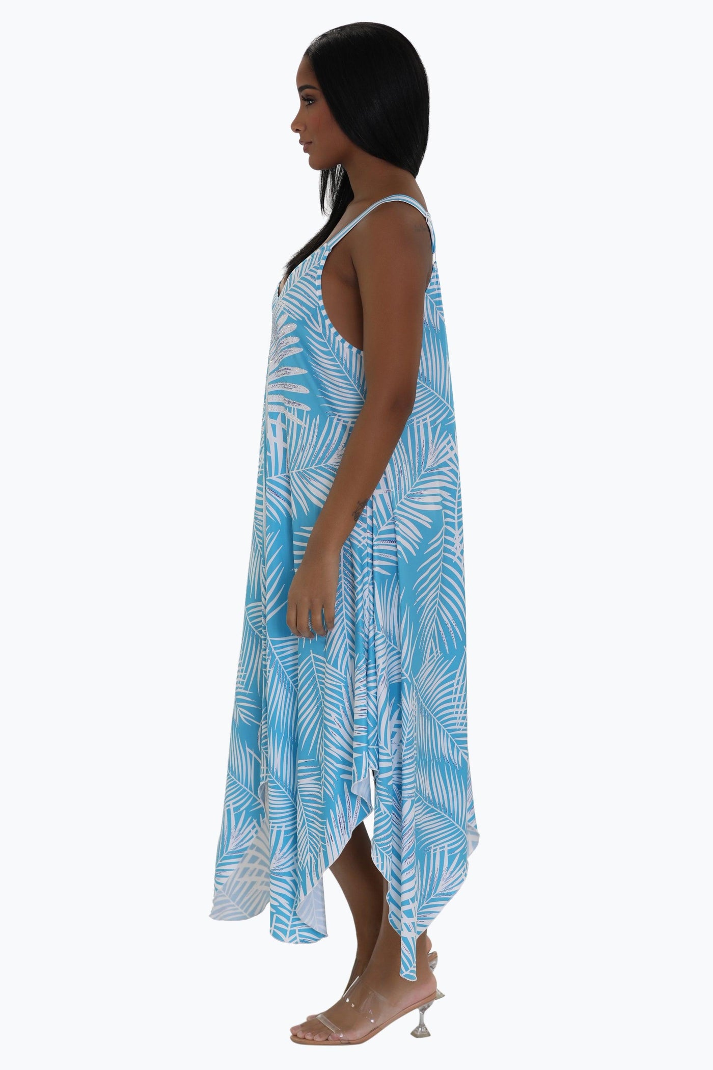 Palm Tree Print Beach Dress 21240 (Adjustable Straps)  - Advance Apparels Inc