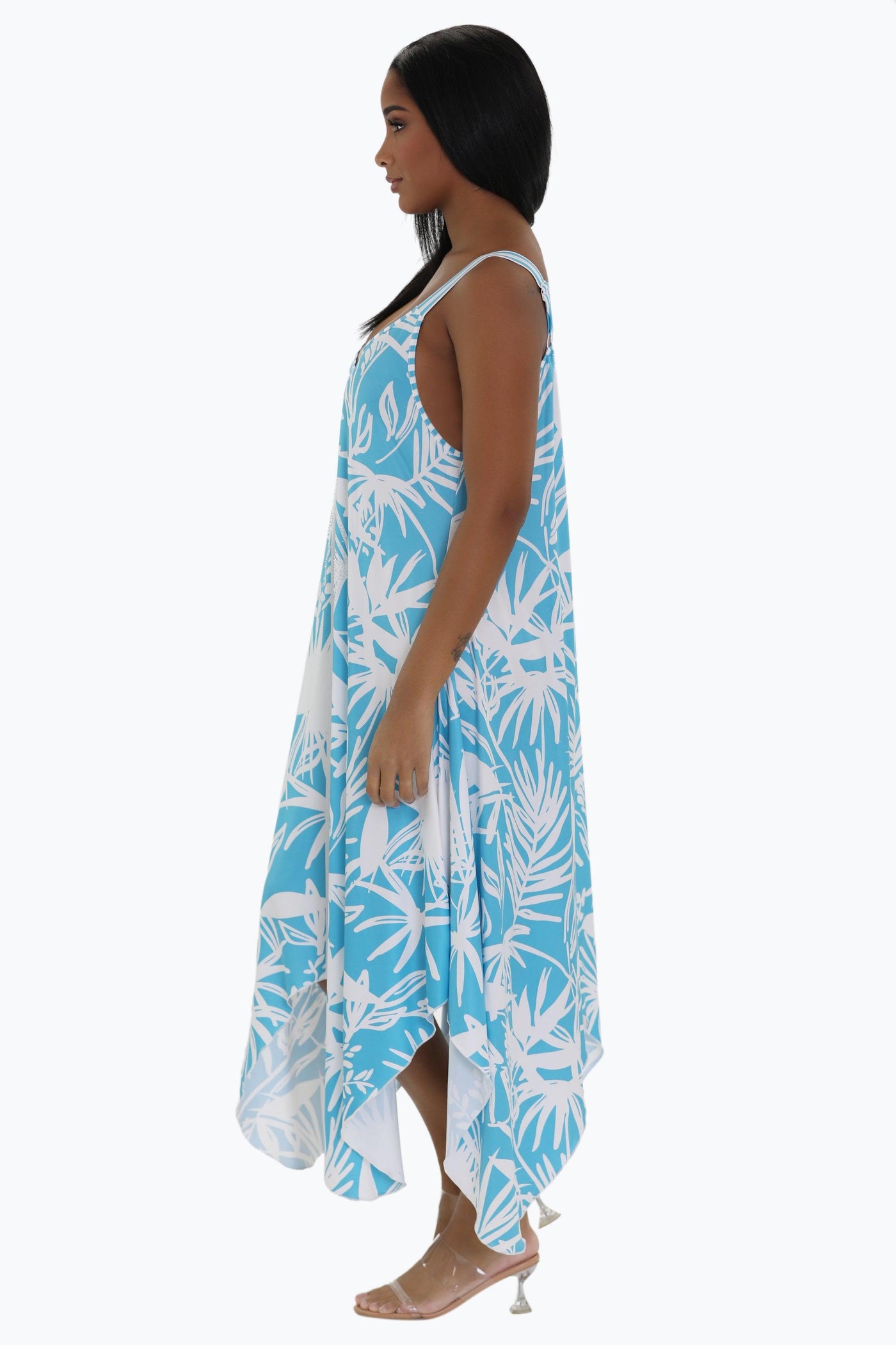 Palm Tree Print Beach Dress 21241 (Adjustable Straps)  - Advance Apparels Inc