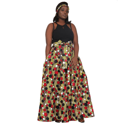 Pop Polka Dot Ankra Print Long Maxi Skirt Elastic Waist 16317-603 - Advance Apparels Inc