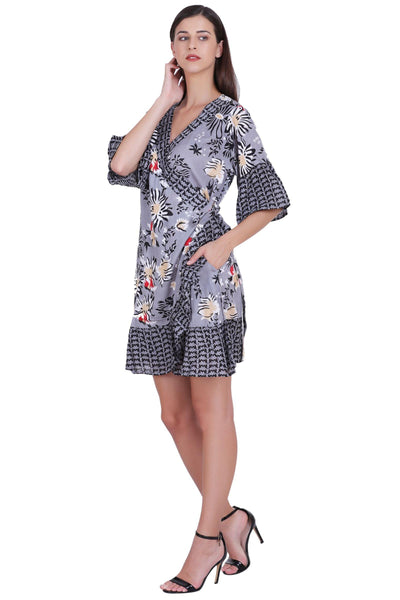 Printed Wrap Dress 262104  - Advance Apparels Inc