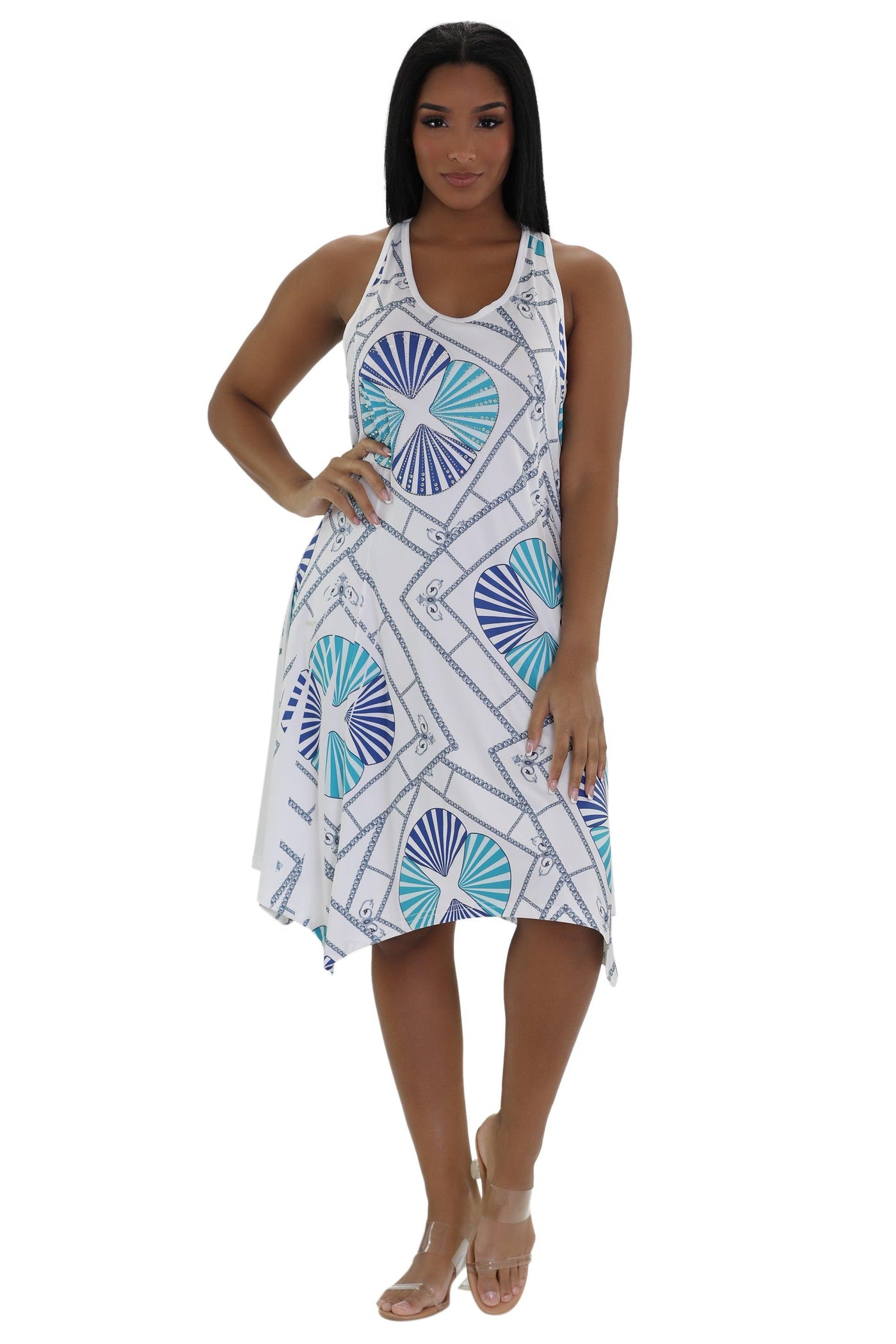 Seashell Print Resort Dress 21227  - Advance Apparels Inc