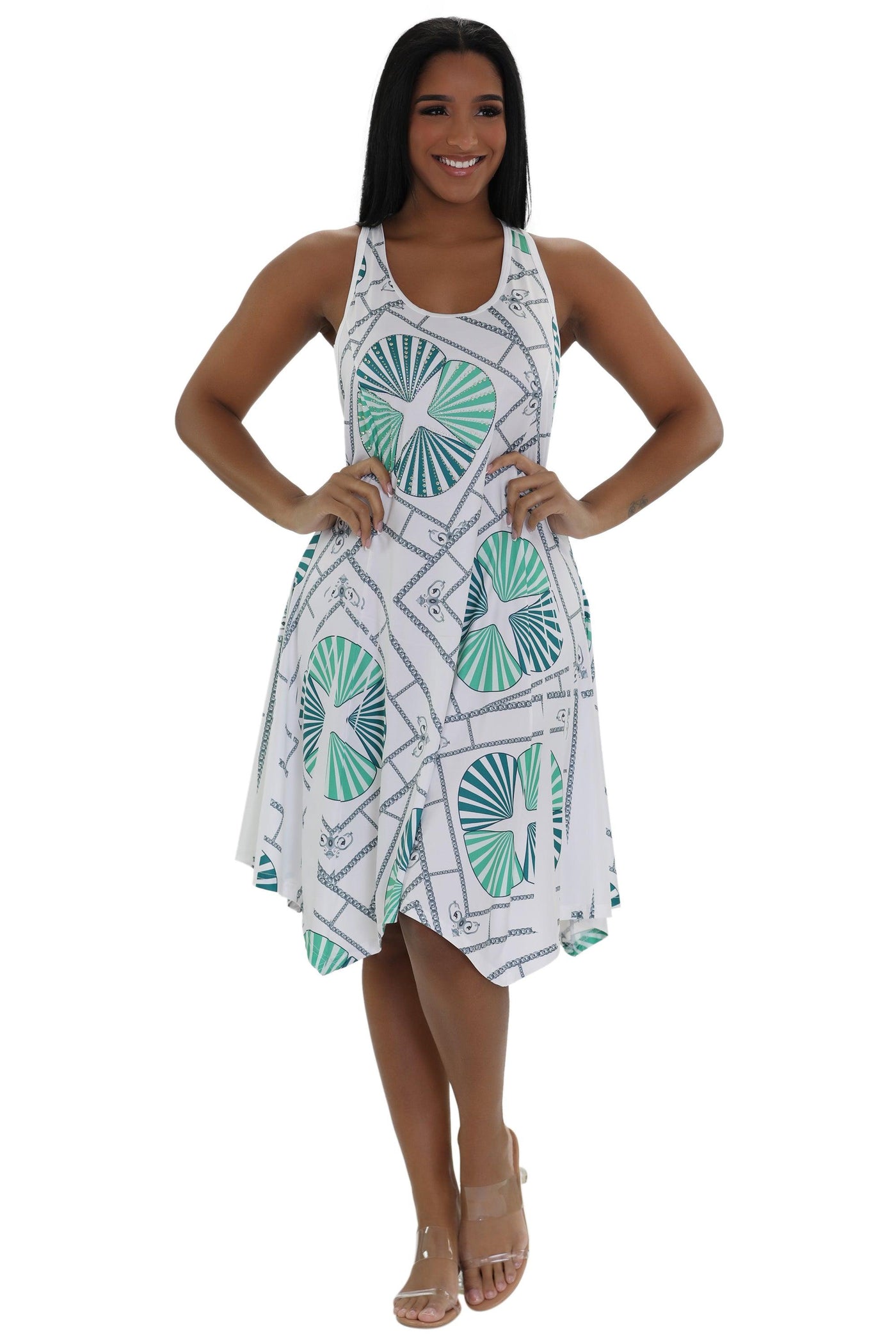 Seashell Print Resort Dress 21227  - Advance Apparels Inc