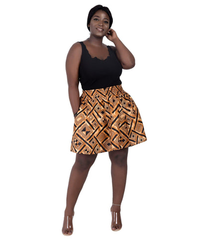 Short Length African Print Maxi Skirt Elastic Waist 16412  - Advance Apparels Inc