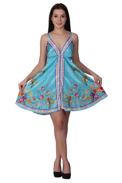 Short Silk Floral Print Spaghetti Strap Dress PD-97174  - Advance Apparels Inc