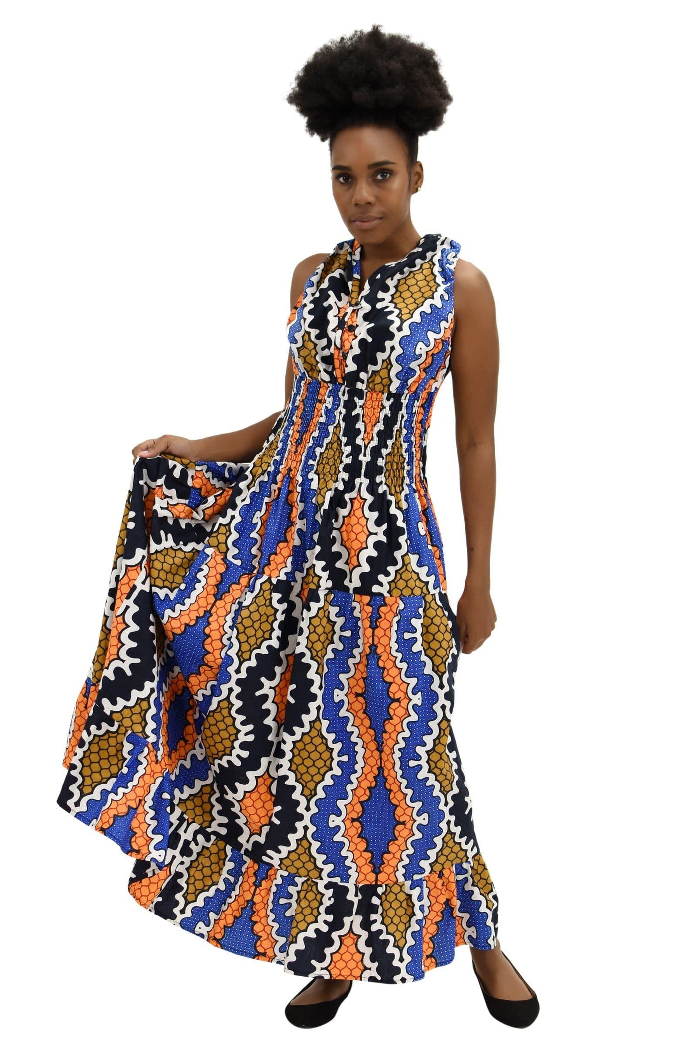 Sleeveless African Print Maxi Dress 2184 - Advance Apparels Inc