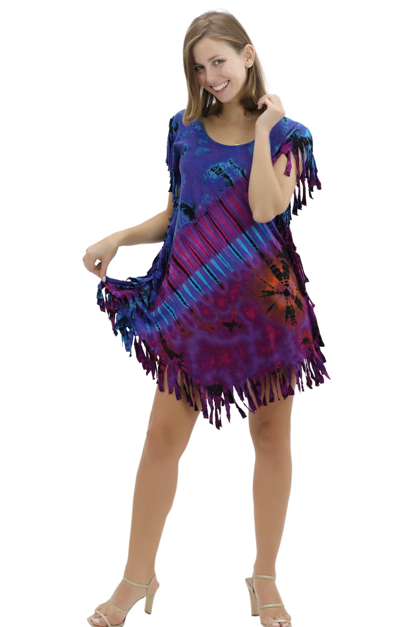 Sleeveless Tie-Dye Knits Dress w/ Fringes SPD45  - Advance Apparels Inc