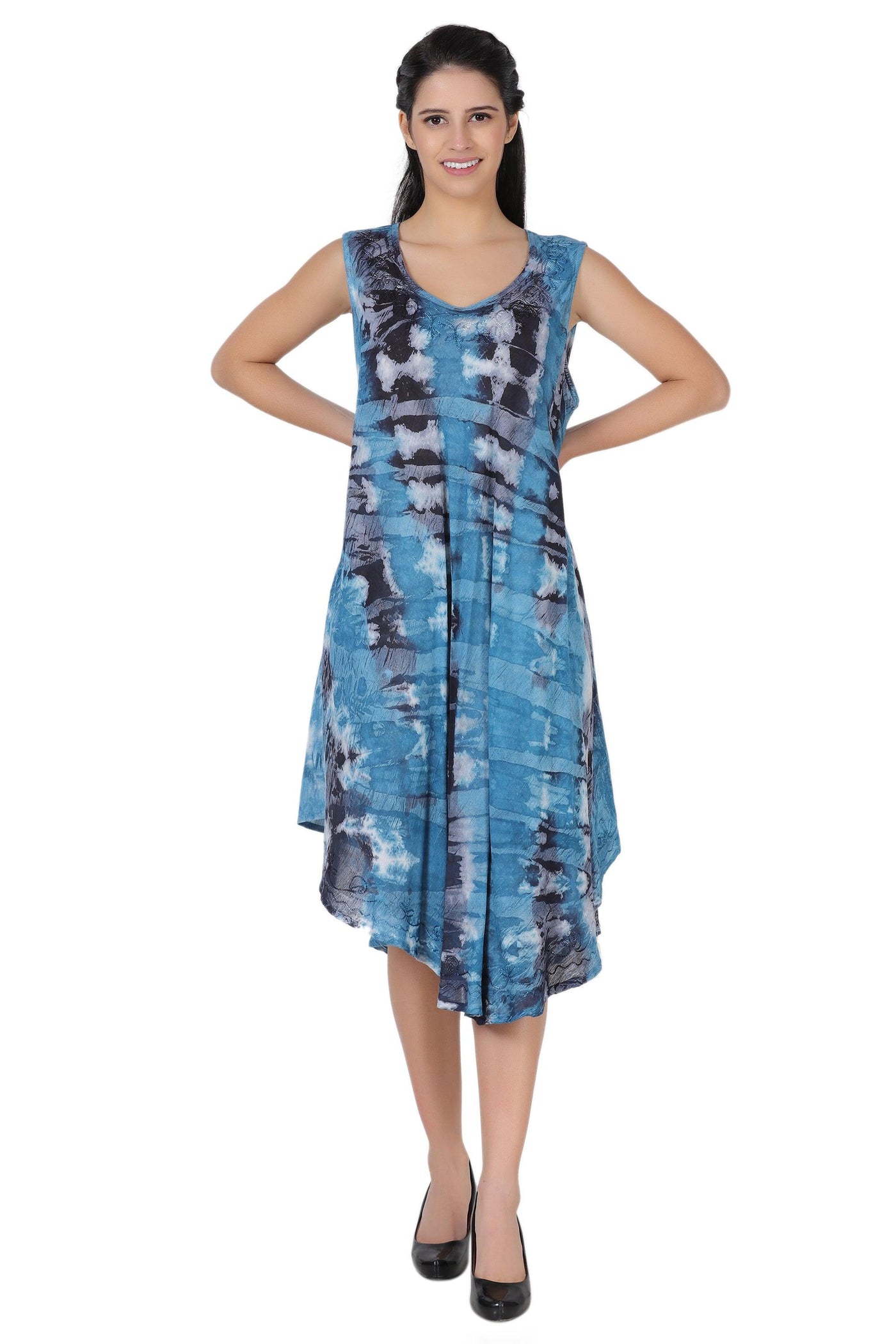 Stonewash Tie Dye Beach Dress 362168R  - Advance Apparels Inc