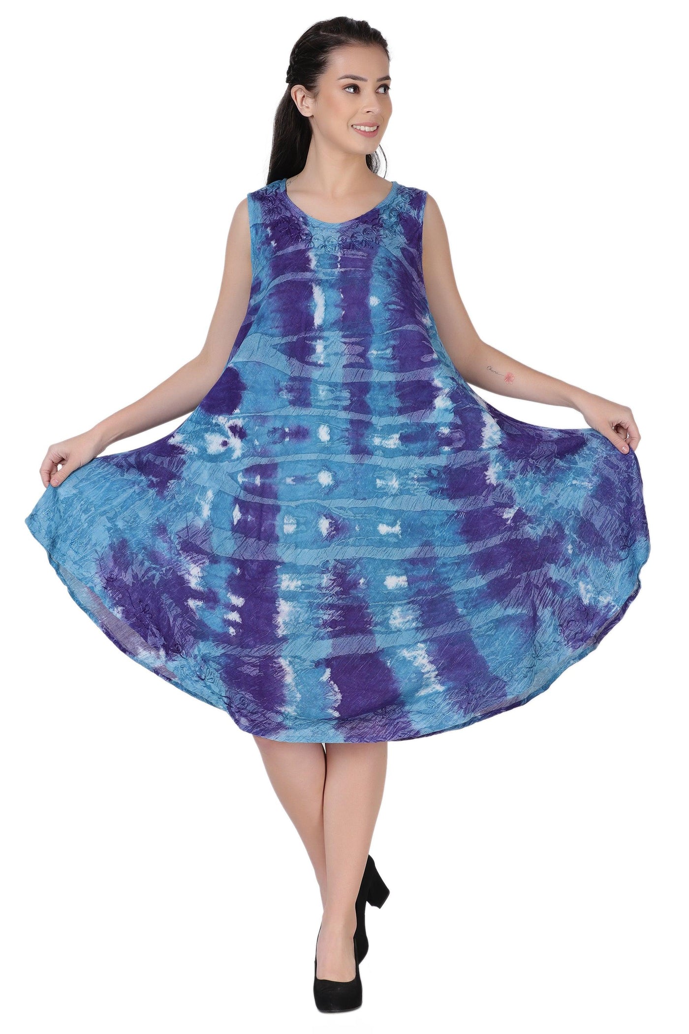 Stonewash Tie Dye Beach Dress 362168R  - Advance Apparels Inc