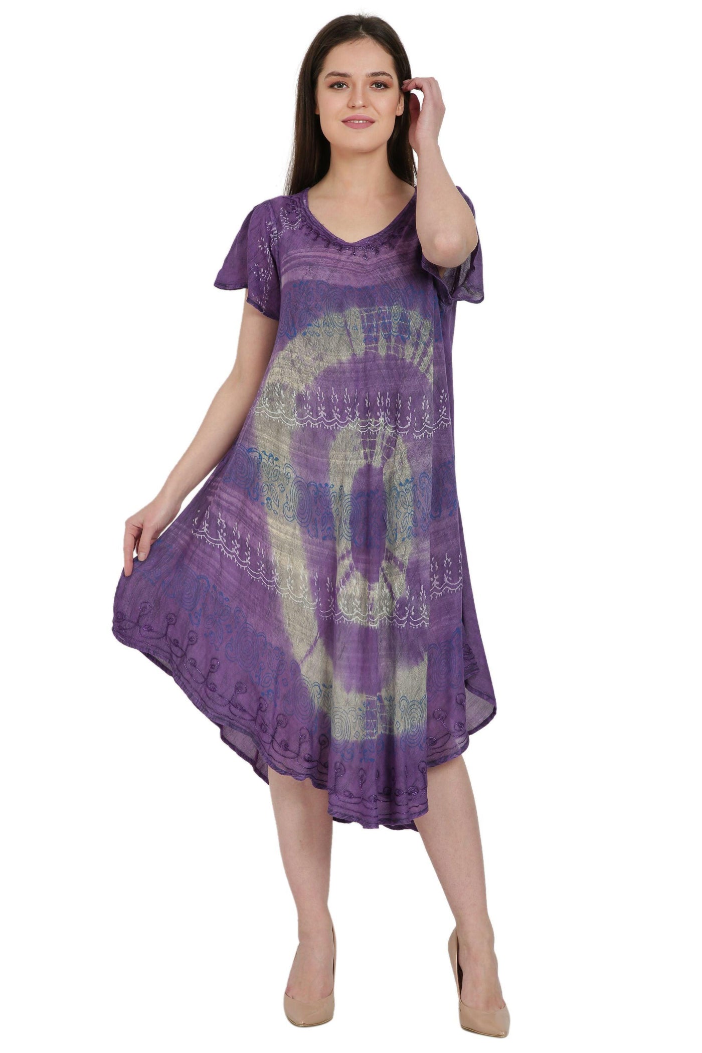 Traditional Batik + Tie Dye Umbrella Dress UDS48-2407  - Advance Apparels Inc