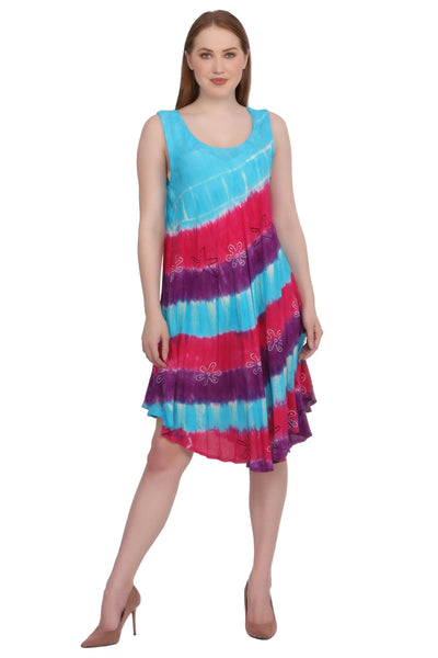 Tri-Color Tie Dye Dress 422213RR  - Advance Apparels Inc