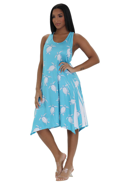 Turtle Print Beach Dress 21222  - Advance Apparels Inc