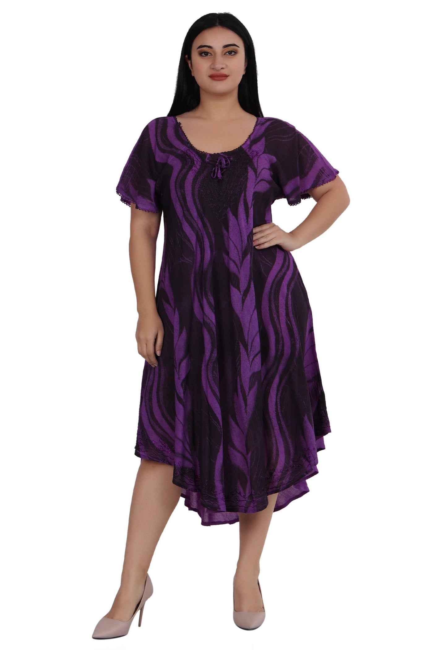 Wavy Tie Dye Dress 482164-SLVD  - Advance Apparels Inc